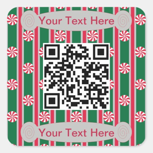 Spaß und Extravaganter Peppermint QR-Code Quadratischer Aufkleber (Vorderseite)