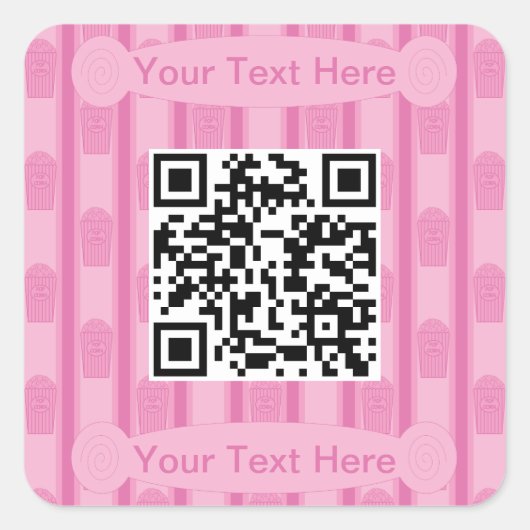 Spaß und Extravaganter Popcorn QR-Code Quadratischer Aufkleber (Vorderseite)