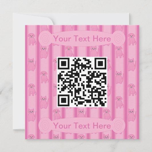 Spaß und Extravaganter QR-Code für Katzen und Hund Einladung (Vorderseite)