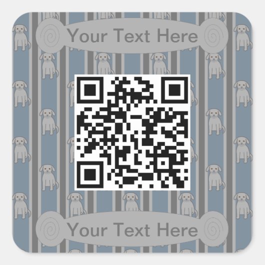 Spaß und Extravaganter QR-Code für Welpen Quadratischer Aufkleber (Vorderseite)