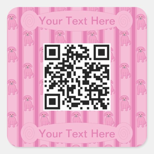 Spaß und Extravaganter QR-Code für Welpen Quadratischer Aufkleber (Vorderseite)