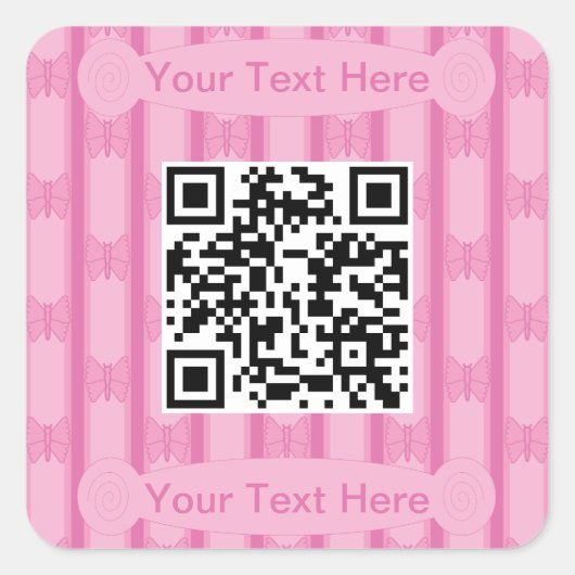 Spaß und Extravaganter Schmetterling QR Code Quadratischer Aufkleber (Vorderseite)
