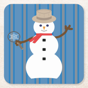 Spaß und Extravaganter Schneemann Detektiv Rechteckiger Pappuntersetzer