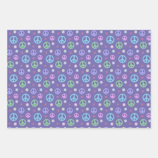 Spaß und Extravagantes Friedenszeichen, Blume & He Geschenkpapier Set (Vorderseite 3)