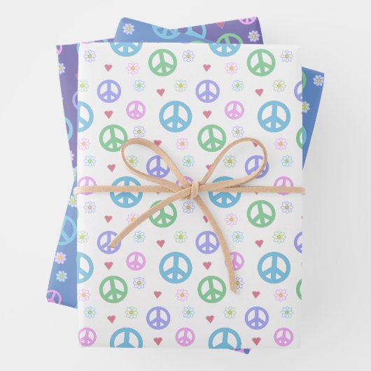 Spaß und Extravagantes Friedenszeichen, Blume & He Geschenkpapier Set (Beispiel)