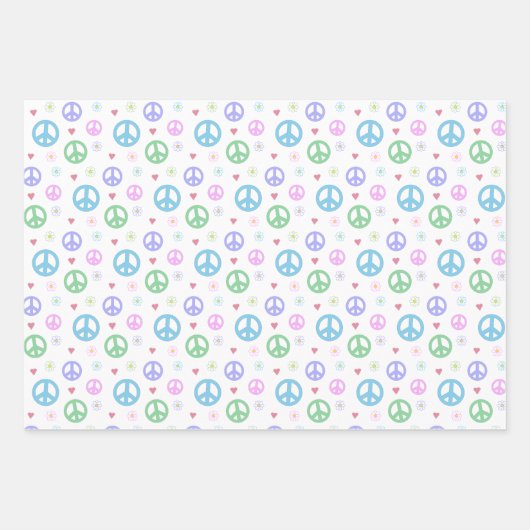 Spaß und Extravagantes Friedenszeichen, Blume & He Geschenkpapier Set (Vorderseite)