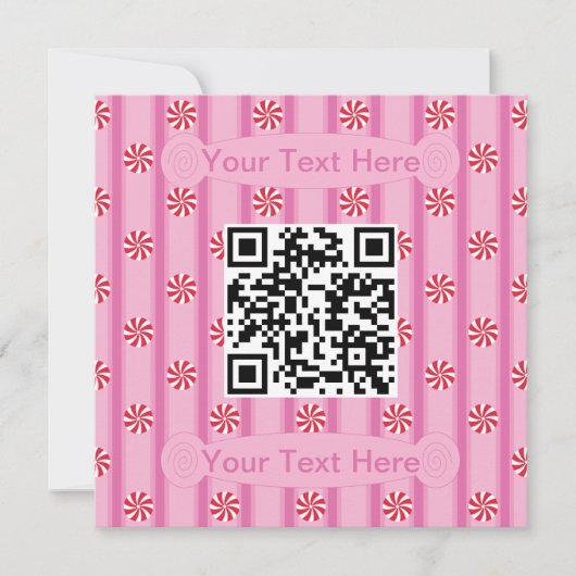 Spaß und Fancy Pink Pfefferminz QR Code Einladung (Vorderseite)