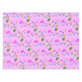 Spaß und farbenfrohe Ballons und Sterne auf PINK Tischdecke (Vorderseite (Horizontal))