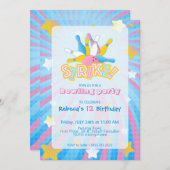 Spaß und farbenfrohe Bowling-Party Einladung (Vorne/Hinten)