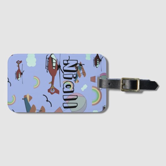 Spaß und farbenfrohe Luftfahrt Gepäckanhänger (Vorderseite (Horizontal))