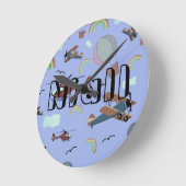 Spaß und farbenfrohe Luftfahrt Runde Wanduhr (Winkel)
