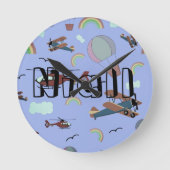 Spaß und farbenfrohe Luftfahrt Runde Wanduhr (Vorderseite)