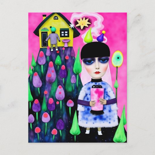 Spaß und farbenfrohe Mischmedien Postkarte (Vorderseite)