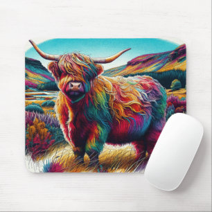 Spaß und farbenfrohe Regenbogenkuh lila blau Mousepad
