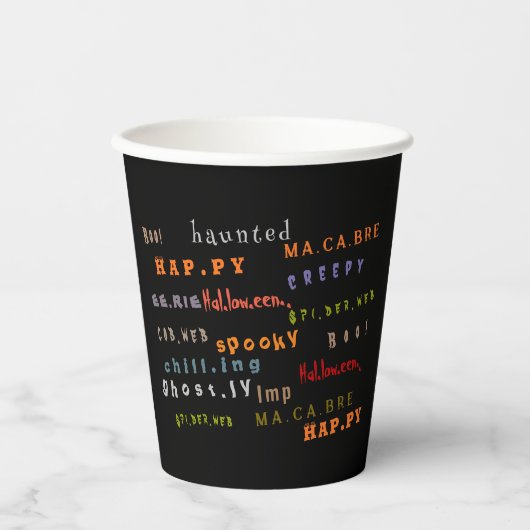 Spaß und farbenfrohe Typografie Geist Halloween Pappbecher (Vorderseite)