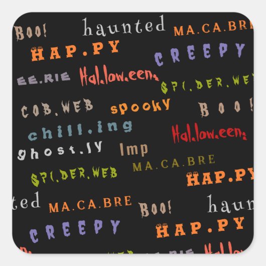 Spaß und farbenfrohe Typografie Geist Halloween Quadratischer Aufkleber (Vorderseite)