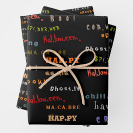 Spaß und farbenfrohe Weihnachtstypografie Hallowee Geschenkpapier Set