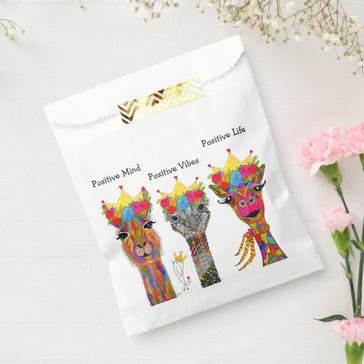 Spaß und farbenfroher Llama, Giraffe, Strauß Gefäl Geschenktütchen (Versiegelt)