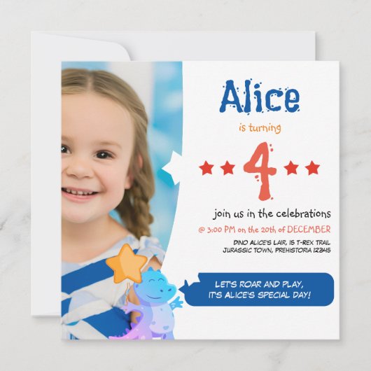 Spaß und festliche Dinosaurier Geburtstag Einladun Einladung (Vorderseite)