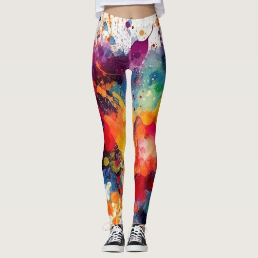 Spaß und Fierce farbenfrohe Aquarellfarben Legging Leggings (Vorderseite)