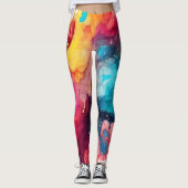 Spaß und Fierce farbenfrohe Aquarellfarben Legging Leggings (Vorderseite)