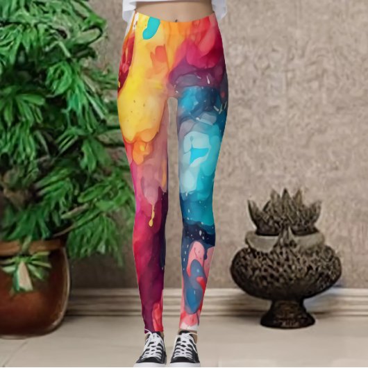 Spaß und Fierce farbenfrohe Aquarellfarben Legging Leggings