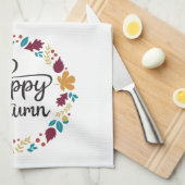 Spaß und fröhliches Glück Herbstfall Wreath Geschirrtuch (Viertel Falte)