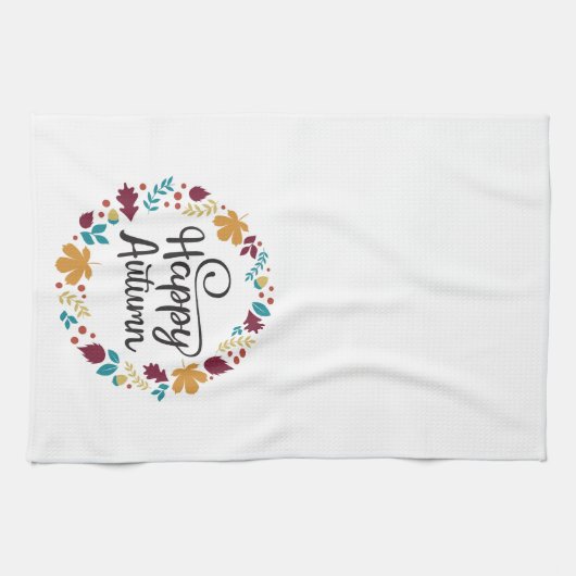 Spaß und fröhliches Glück Herbstfall Wreath Geschirrtuch (Horizontal)