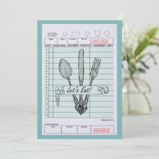 Spaß und Funky Abendessen-Party Einladung (Stehend Vorderseite)