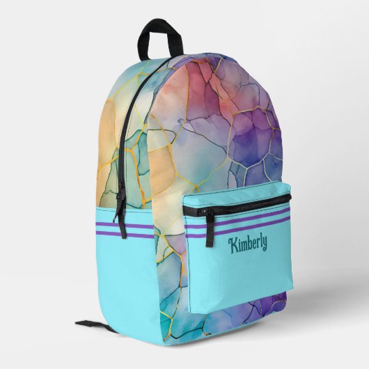 Spaß und Funky Alkohol & Tinte entwickelt Bedruckter Rucksack (Rückseitige Ecke links)