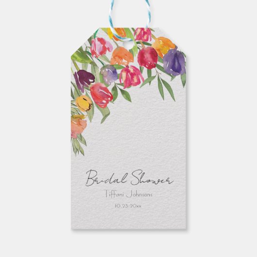 Spaß und Helle Tulips und Grünes Brautparty Geschenkanhänger (Rückseite)