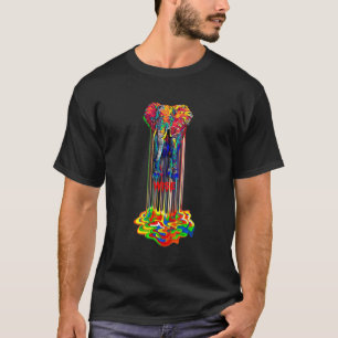 Spaß und klug Elefant farbenfrohe Multi-Collor T-Shirt