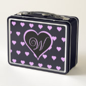 Spaß und Kokette rosa Herzen Personalisiert Metall Brotdose (Rückseite)