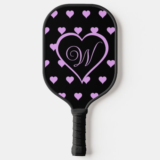 Spaß und Kokette rosa Herzen Personalisiert Pickleball Schläger (Rückseite)