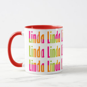 Spaß und leuchtend Personalisierter Name "Linda" Tasse