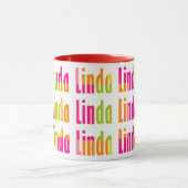Spaß und leuchtend Personalisierter Name "Linda" Tasse (Zentrum)