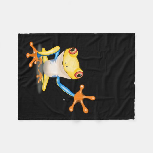Spaß und Mit Augen Roter Baum Frosch Fleecedecke (Vorderseite (Horizontal))