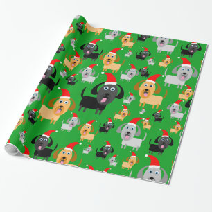 Spaß und niedliche Welpen-Hunde in den Geschenkpapier