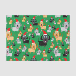 Spaß und niedliche Welpen-Hunde in den Seidenpapier