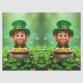 Spaß und niedlicher Kobold, Goldmünzen, Kleeblätte Seidenpapier (Vorderseite)