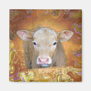 Spaß und niedliches kleines Kalb mit großen Augen Magnet