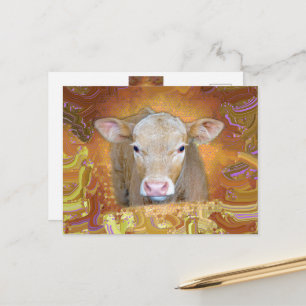 Spaß und niedliches kleines Kalb mit großen Augen Postkarte