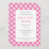 Spaß und spielerisch Pink Polka-Dot Baby Segen Inv Einladung (Vorne/Hinten)