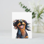 Spaß und spielerische Dackel Postkarte (Stehend Vorderseite)