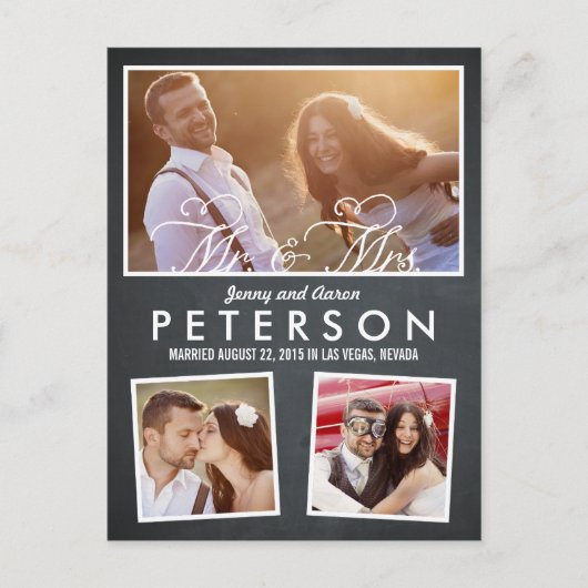 Spaß und spielerische Hochzeitsankündigung - Chalk Ankündigungspostkarte (Vorderseite)