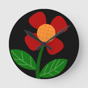 Spaß und stilvolle orangefarbene Blume Runde Wanduhr