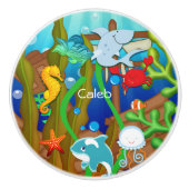 Spaß unter dem Meer Fisch Kinder Schlafzimmer Keramikknauf (Vorderseite)