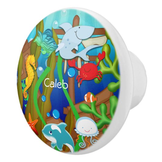 Spaß unter dem Meer Fisch Kinder Schlafzimmer Keramikknauf (Rechts)