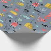 Spaß unter dem Meer niedlichen Cartoon Ozeantiere  Geschenkpapier (Ecke)