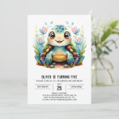 Spaß unter Wasser Boho Turtle Boy Geburtstag Einladung (Stehend Vorderseite)